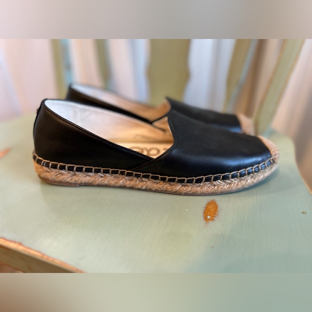 Sam Edelman Black Leather Espadrille Flats